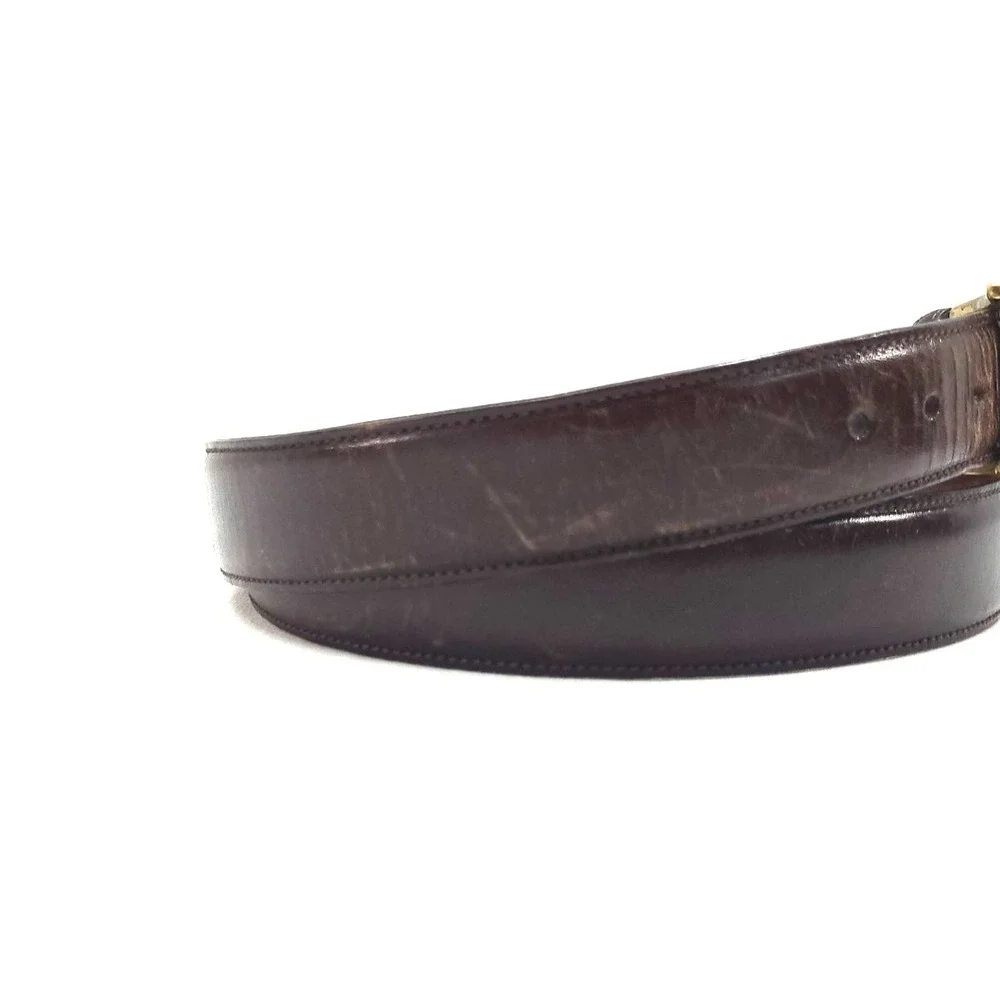 Trafalgar Mens Belt Brown Cortina 38/95 Handmade in USA Goldtone Buckle - Picture 3 of 13